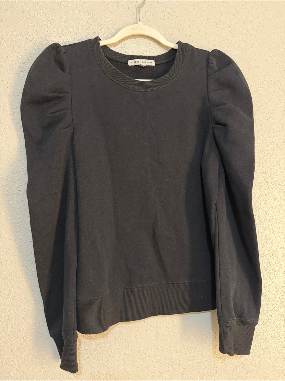 Rebecca Minkoff Black Puff-Sleeve Sweatshirt